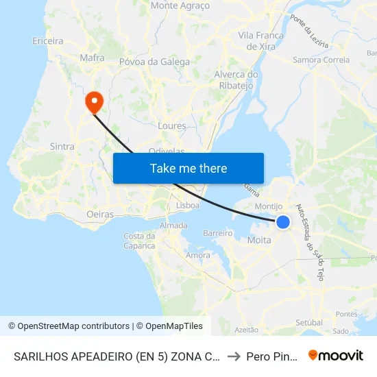 SARILHOS APEADEIRO (EN 5) ZONA COMERCIAL to Pero Pinheiro map