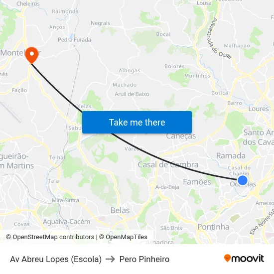 Av Abreu Lopes (Escola) to Pero Pinheiro map