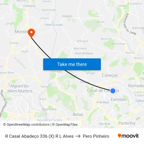 R Casal Abadeço 336 (X) R L Alves to Pero Pinheiro map