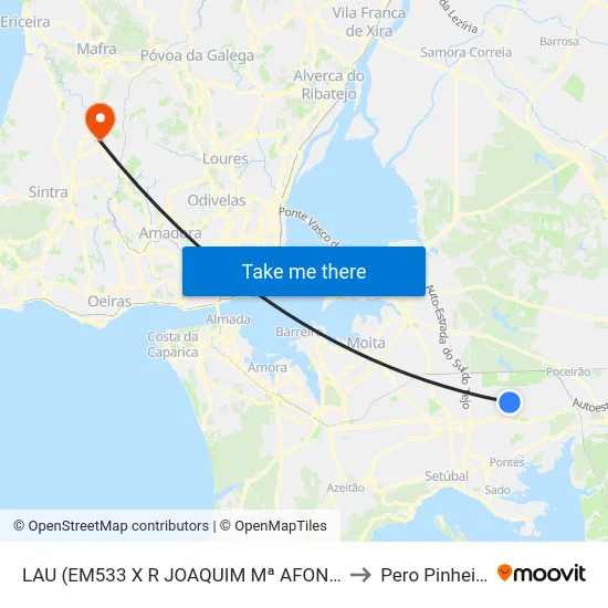 LAU (EM533 X R JOAQUIM Mª AFONSO to Pero Pinheiro map