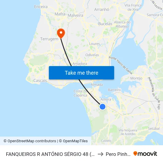 FANQUEIROS R ANTÓNIO SÉRGIO 48 (PARQUE) to Pero Pinheiro map