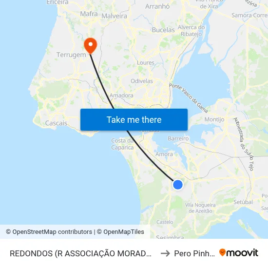 REDONDOS (R ASSOCIAÇÃO MORADORES 595) to Pero Pinheiro map
