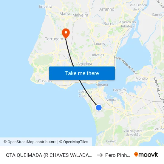 QTA QUEIMADA (R CHAVES VALADARES 10) to Pero Pinheiro map