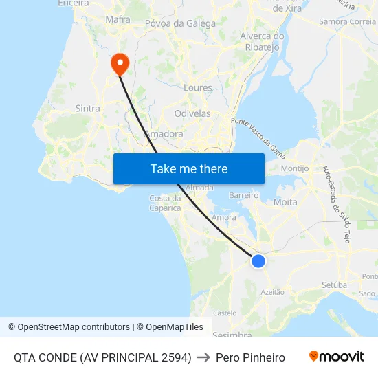 QTA CONDE (AV PRINCIPAL 2594) to Pero Pinheiro map