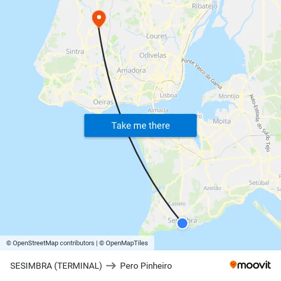 Sesimbra (Terminal) to Pero Pinheiro map