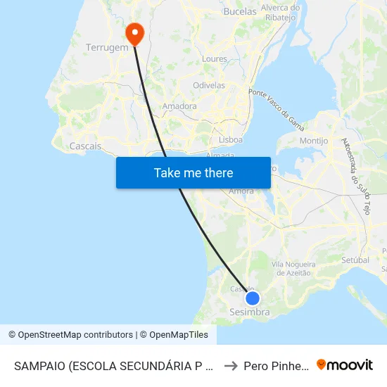 SAMPAIO (ESCOLA SECUNDÁRIA P SUL) to Pero Pinheiro map