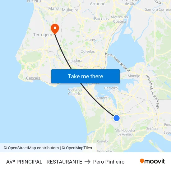 AVª PRINCIPAL - RESTAURANTE to Pero Pinheiro map