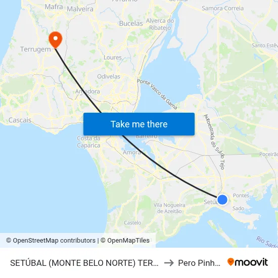 SETÚBAL (MONTE BELO NORTE) TERMINAL to Pero Pinheiro map
