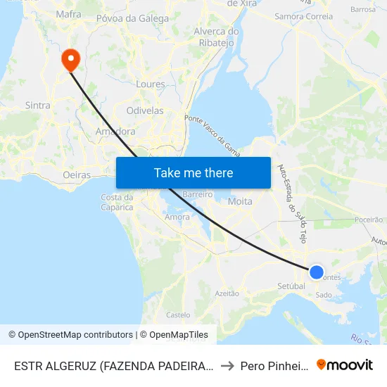 ESTR ALGERUZ (FAZENDA PADEIRAS) to Pero Pinheiro map