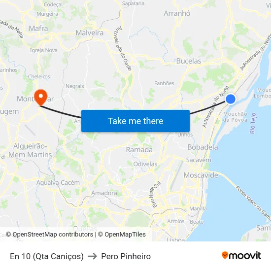 En 10 (Qta Caniços) to Pero Pinheiro map