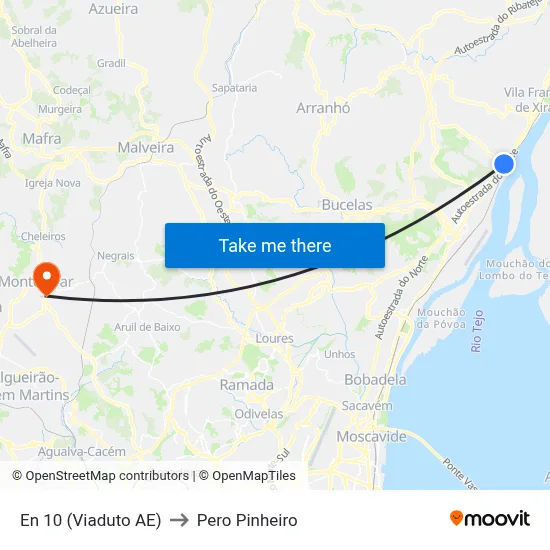 En 10 (Viaduto AE) to Pero Pinheiro map