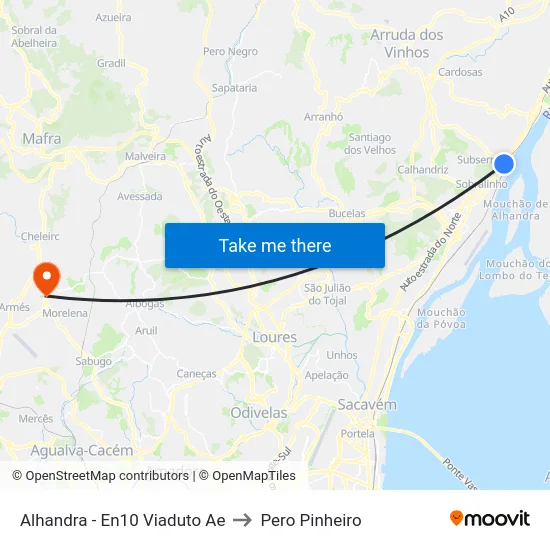 Alhandra - En10 Viaduto Ae to Pero Pinheiro map