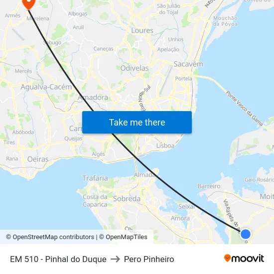 EM 510 - Pinhal do Duque to Pero Pinheiro map