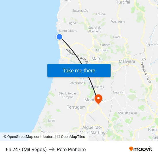 En 247 (Mil Regos) to Pero Pinheiro map