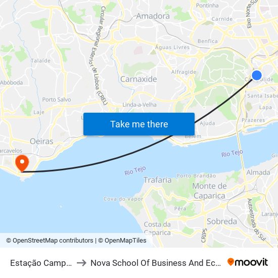 Estação Campolide to Nova School Of Business And Economics map