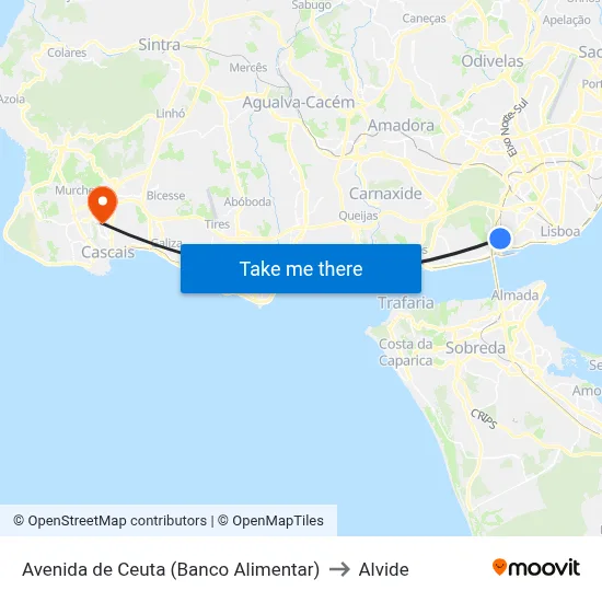 Avenida de Ceuta (Banco Alimentar) to Alvide map