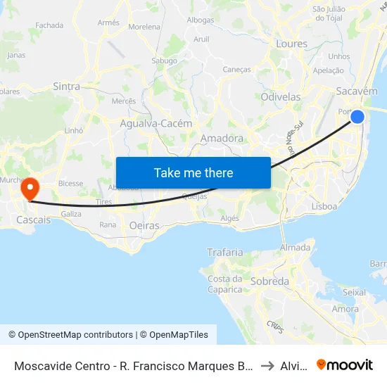 Moscavide Centro - R. Francisco Marques Beato to Alvide map