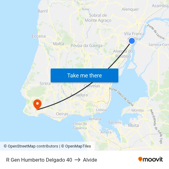 R Gen Humberto Delgado 40 to Alvide map