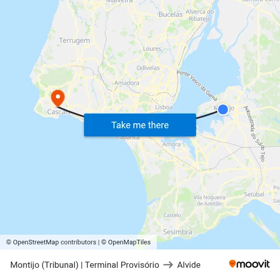 Montijo (Tribunal) | Terminal Provisório to Alvide map