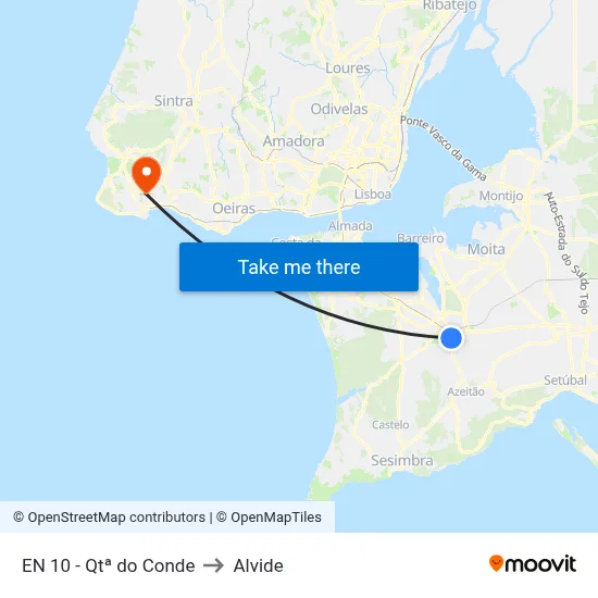 EN 10 - Qtª do Conde to Alvide map