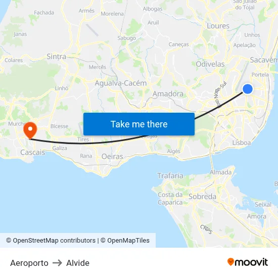 Aeroporto to Alvide map