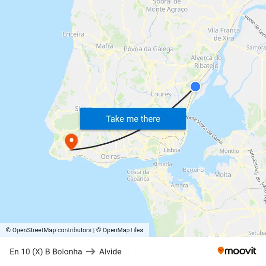 En 10 (X) B Bolonha to Alvide map