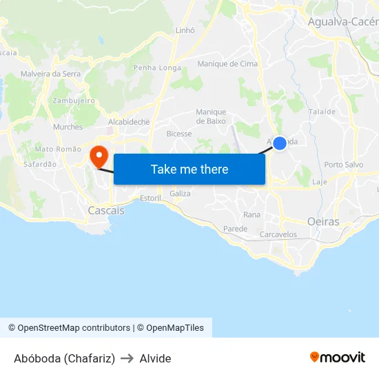 Abóboda (Chafariz) to Alvide map