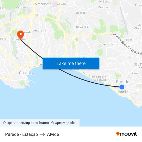Parede - Estação to Alvide map