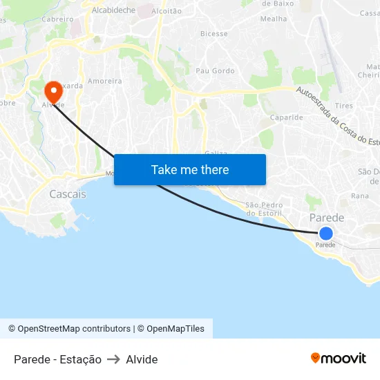 Parede - Estação to Alvide map