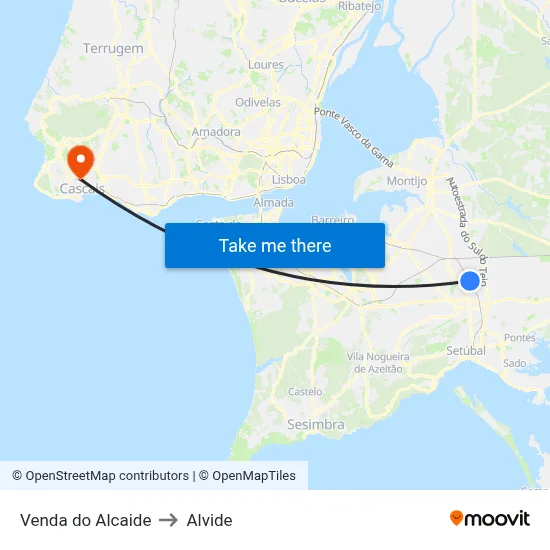 Venda do Alcaide to Alvide map