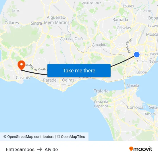 Entrecampos to Alvide map