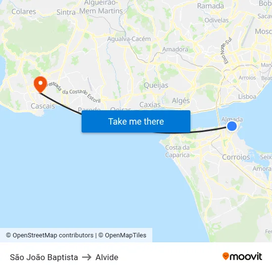 São João Baptista to Alvide map