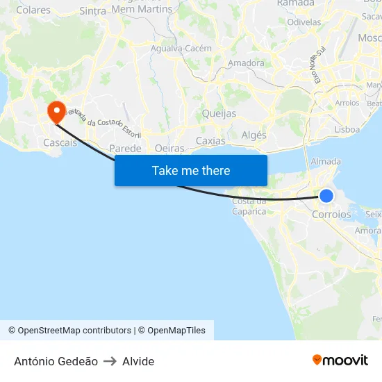 António Gedeão to Alvide map