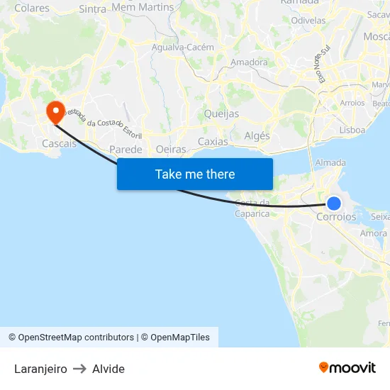 Laranjeiro to Alvide map