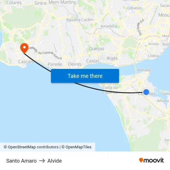 Santo Amaro to Alvide map