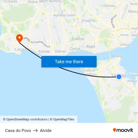 Casa do Povo to Alvide map