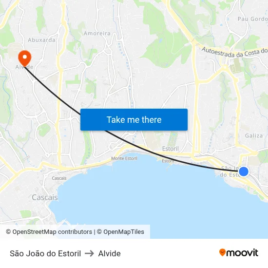 São João do Estoril to Alvide map