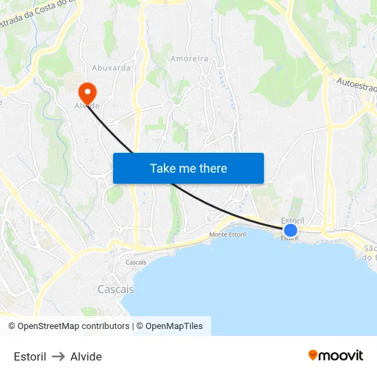 Estoril to Alvide map