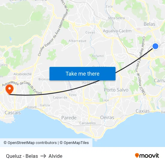 Queluz - Belas to Alvide map