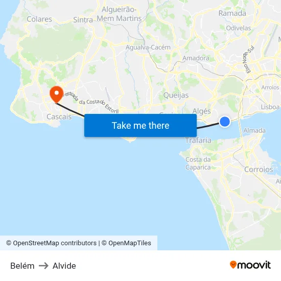 Belém to Alvide map