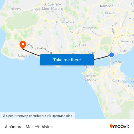 Alcântara - Mar to Alvide map