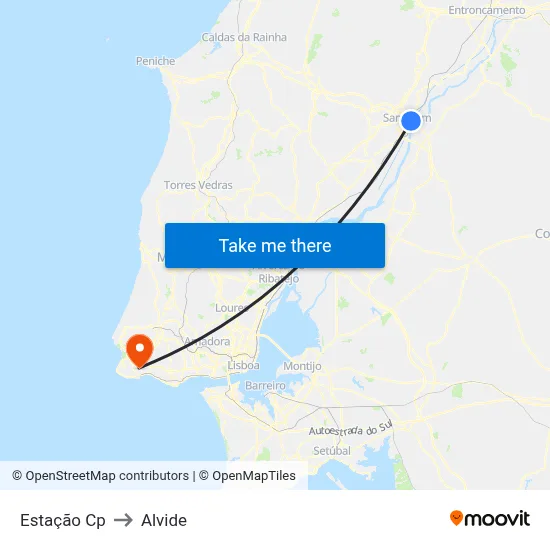 Estação Cp to Alvide map