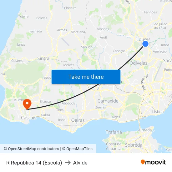 R República 14 (Escola) to Alvide map