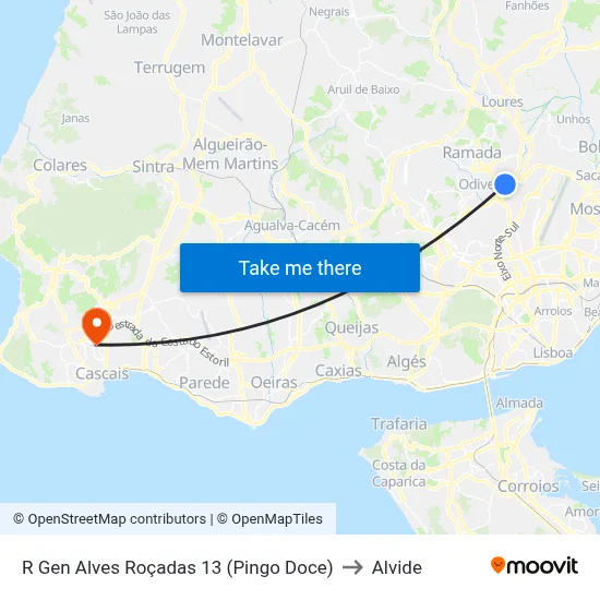 R Gen Alves Roçadas 13 (Pingo Doce) to Alvide map