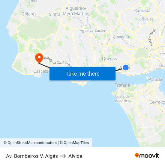 Av. Bombeiros V. Algés to Alvide map