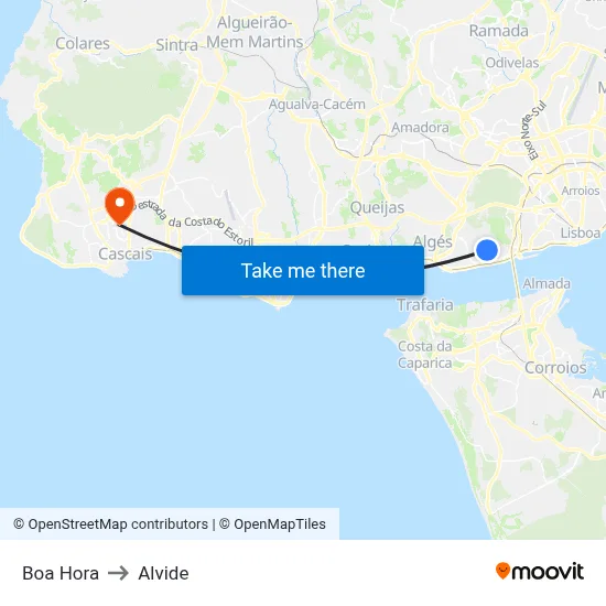 Boa Hora to Alvide map