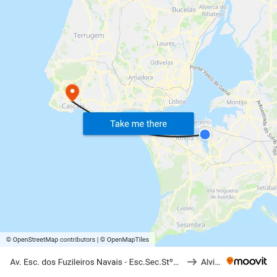 Av. Esc. dos Fuzileiros Navais - Esc.Sec.StºAndré to Alvide map