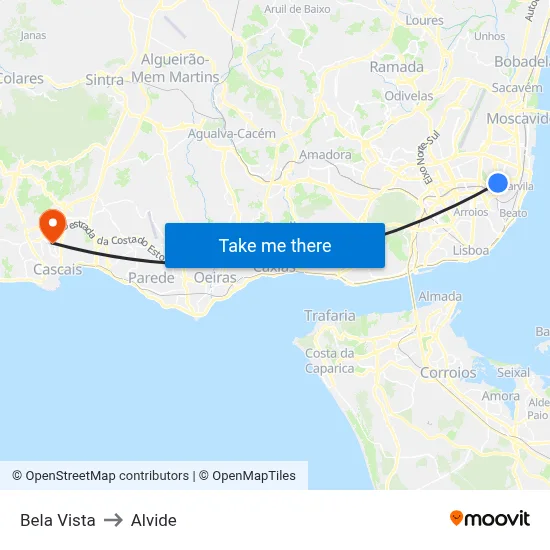 Bela Vista to Alvide map