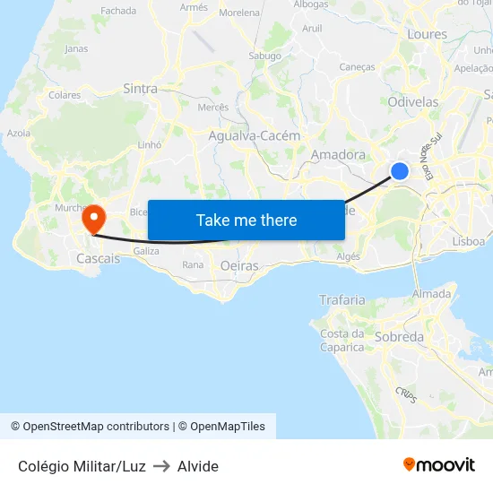 Colégio Militar/Luz to Alvide map