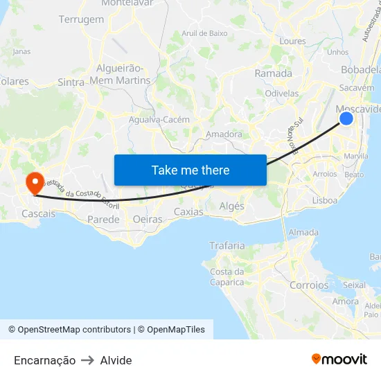 Encarnação to Alvide map